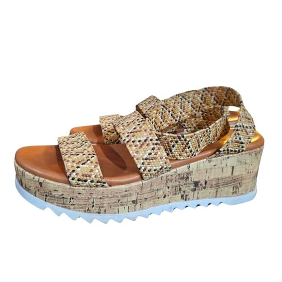 R2 Womens Neutral Boho Bandi Chunky Wedge Platform Sandal Natural Rafia Size 9.5 - Picture 2 of 7